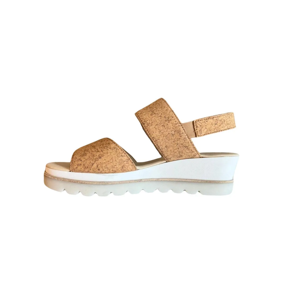 Slingback Platform Wedge Sandals - Cork
