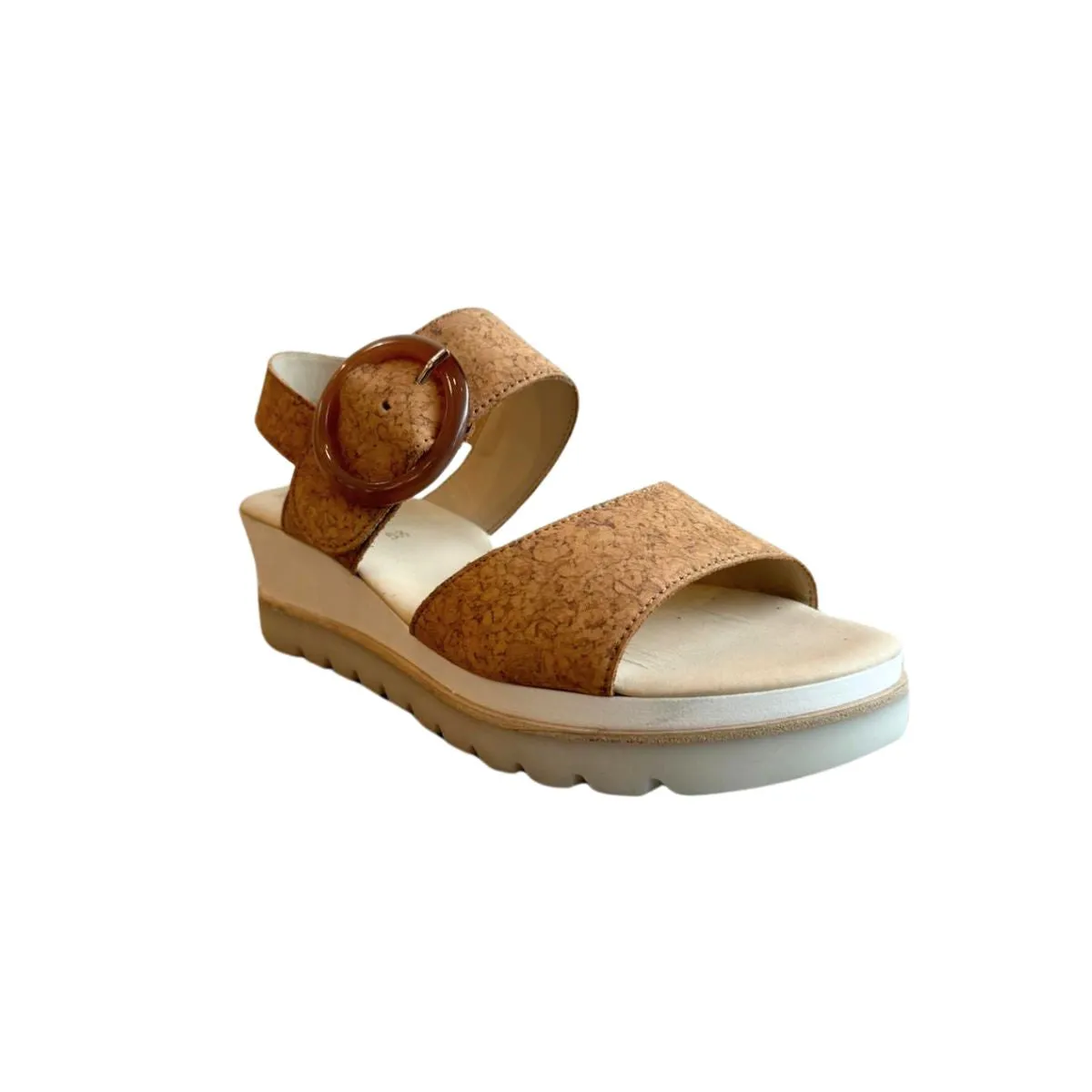 Slingback Platform Wedge Sandals - Cork