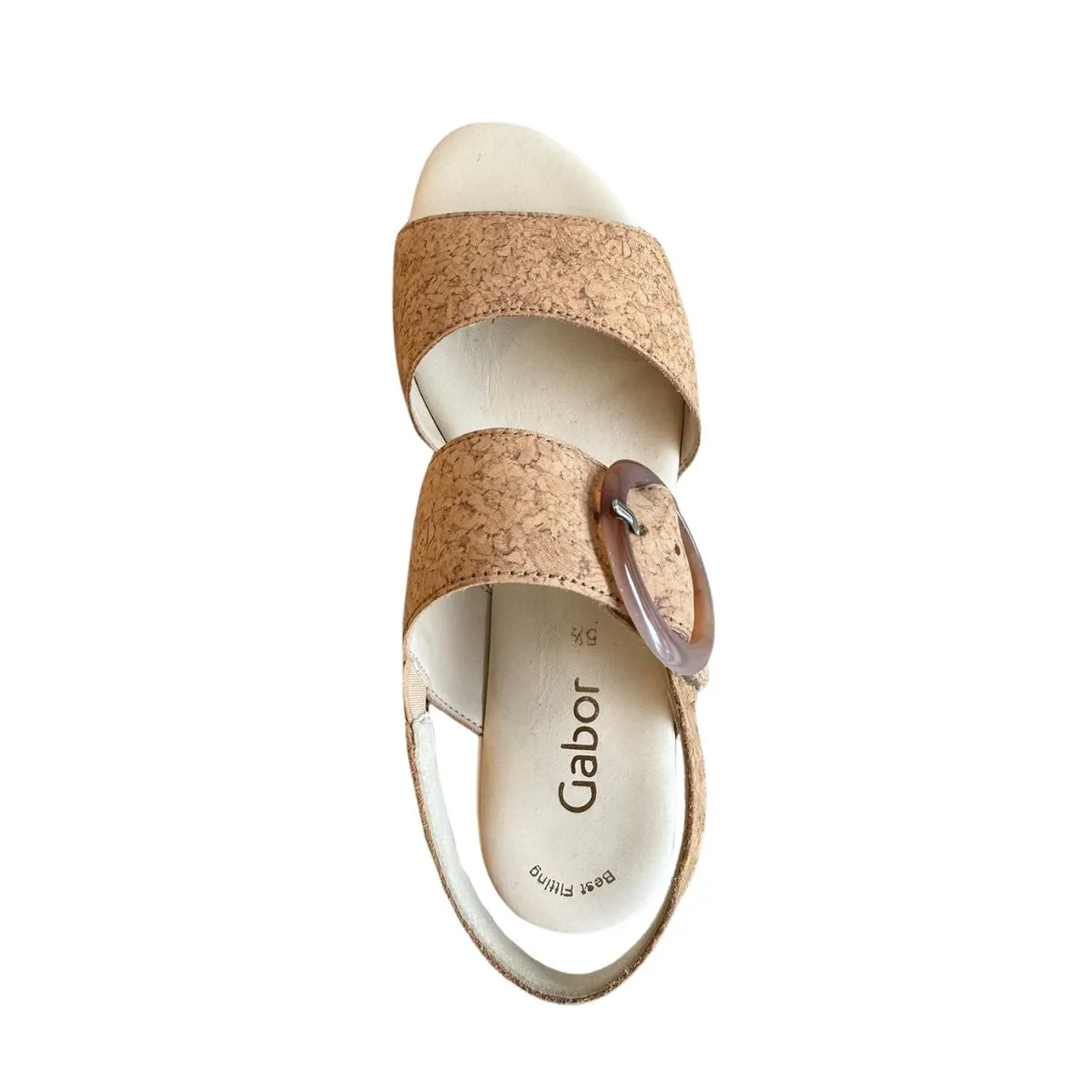 Slingback Platform Wedge Sandals - Cork