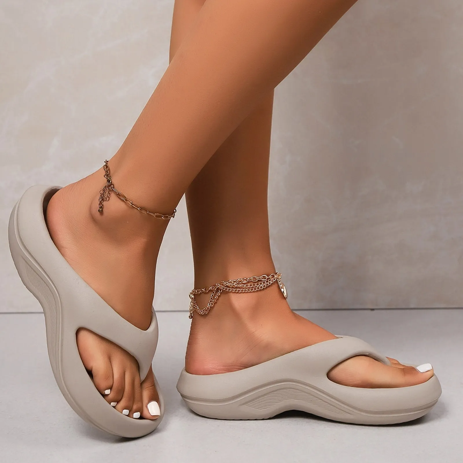 Stylish Casual Solid Color EVA Molded Flip-Flops, Comfortable And Soft
