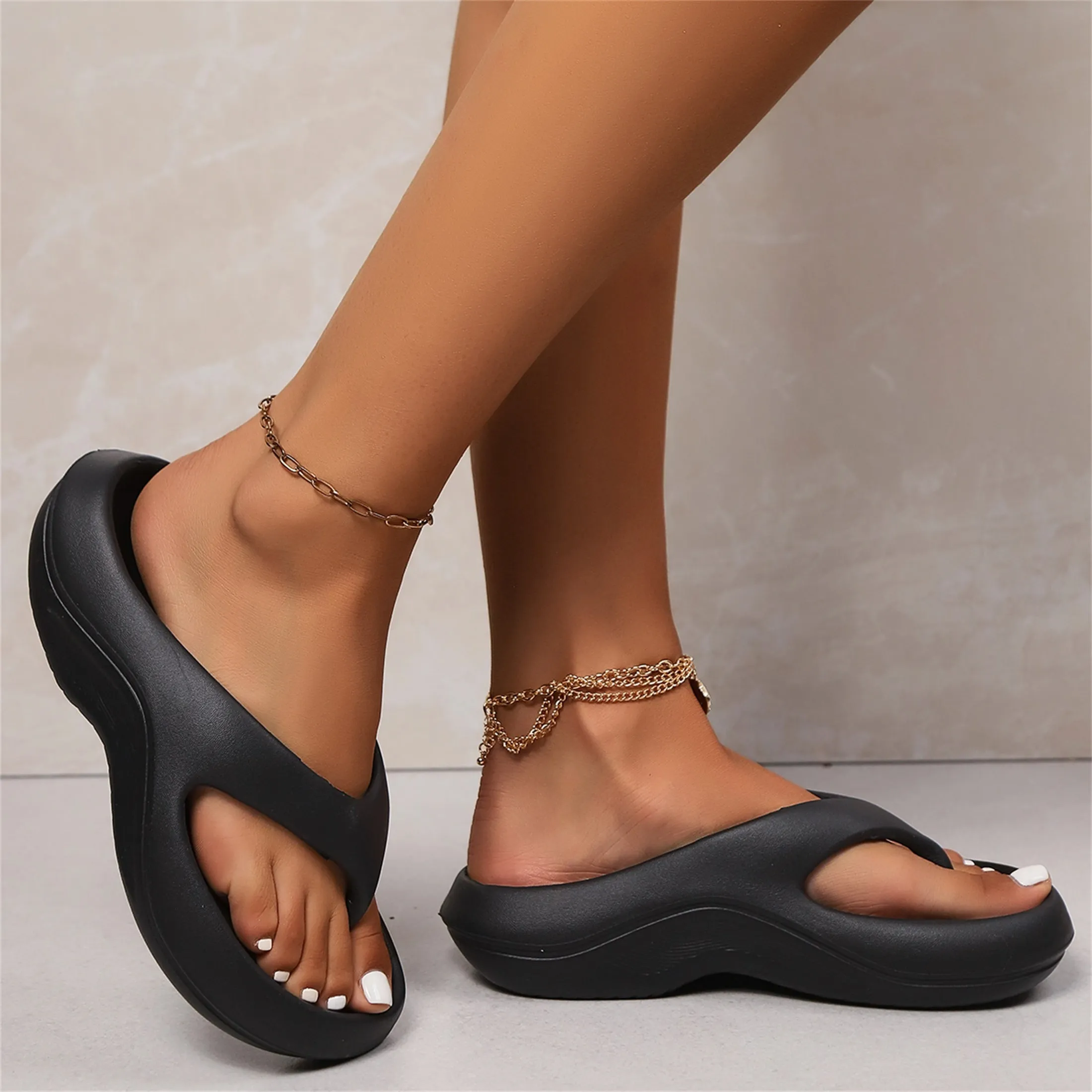 Stylish Casual Solid Color EVA Molded Flip-Flops, Comfortable And Soft