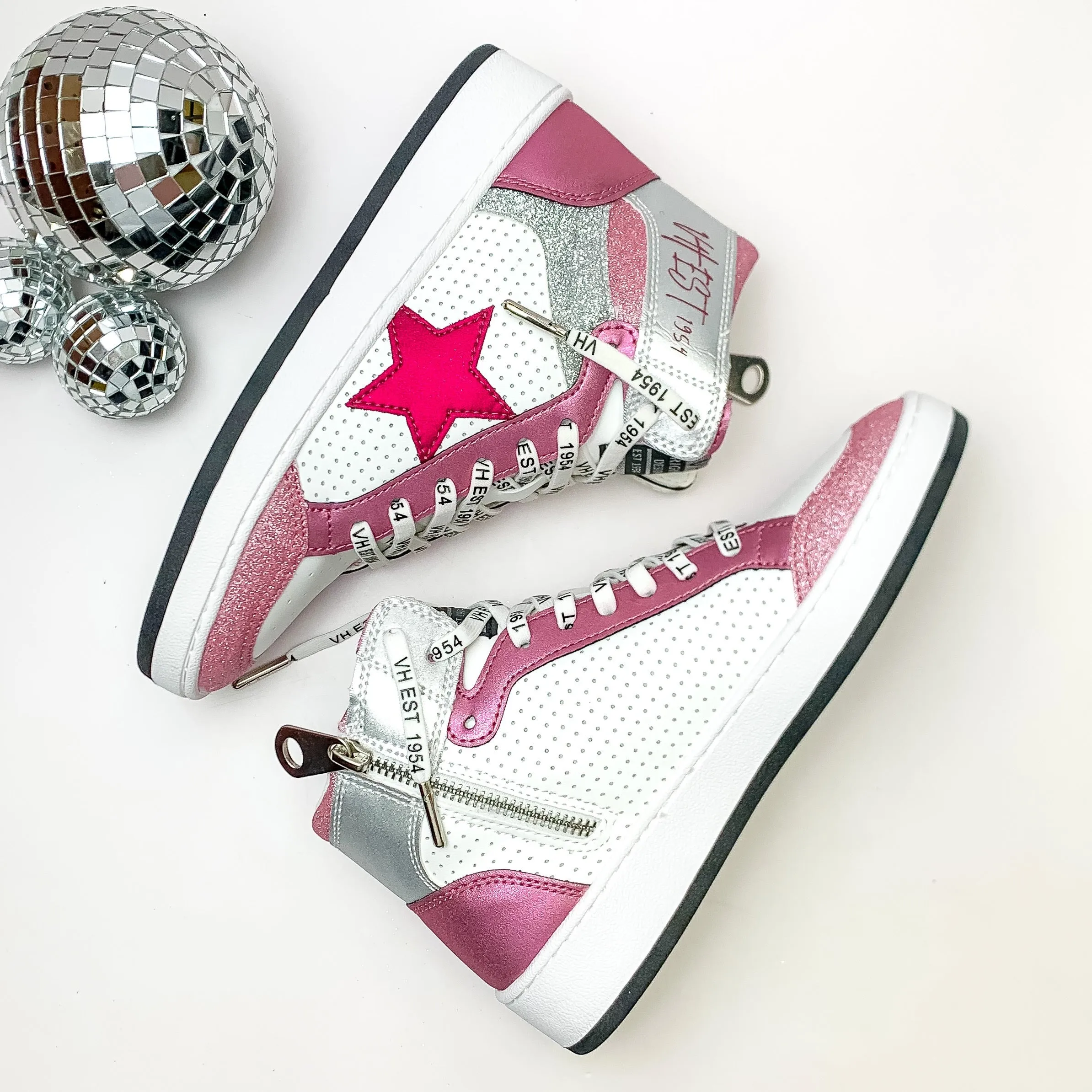 Vintage Havana | Dream High Top Sneakers in Pink Swirl