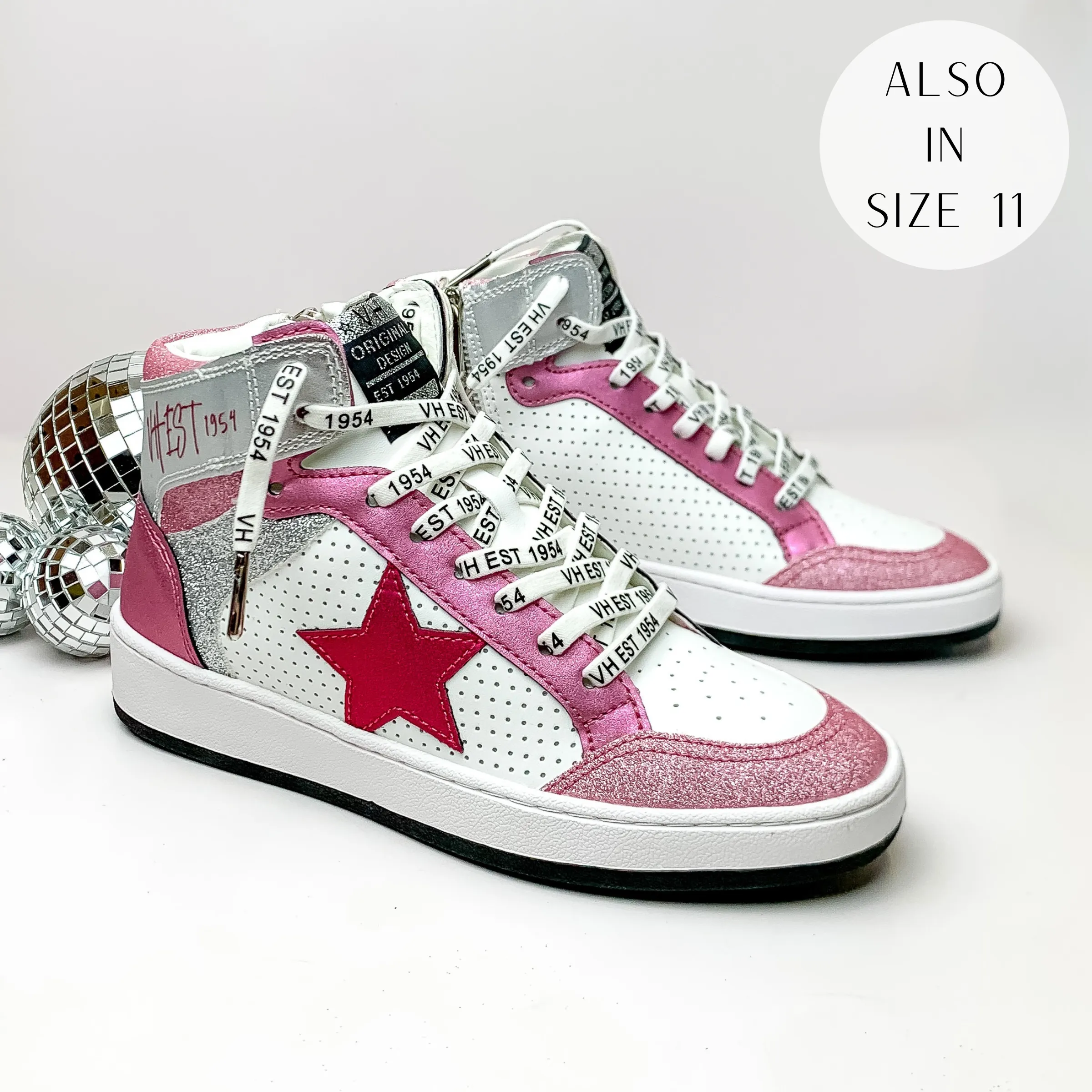 Vintage Havana | Dream High Top Sneakers in Pink Swirl
