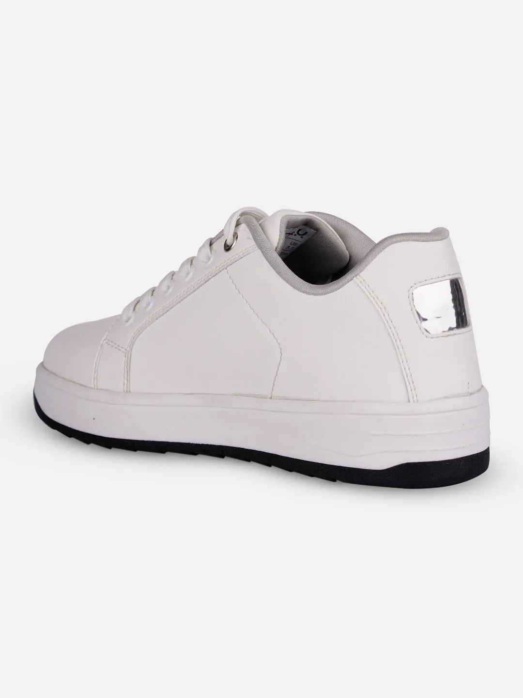 Women's White/Silver Platform Sneakers (IU1012)